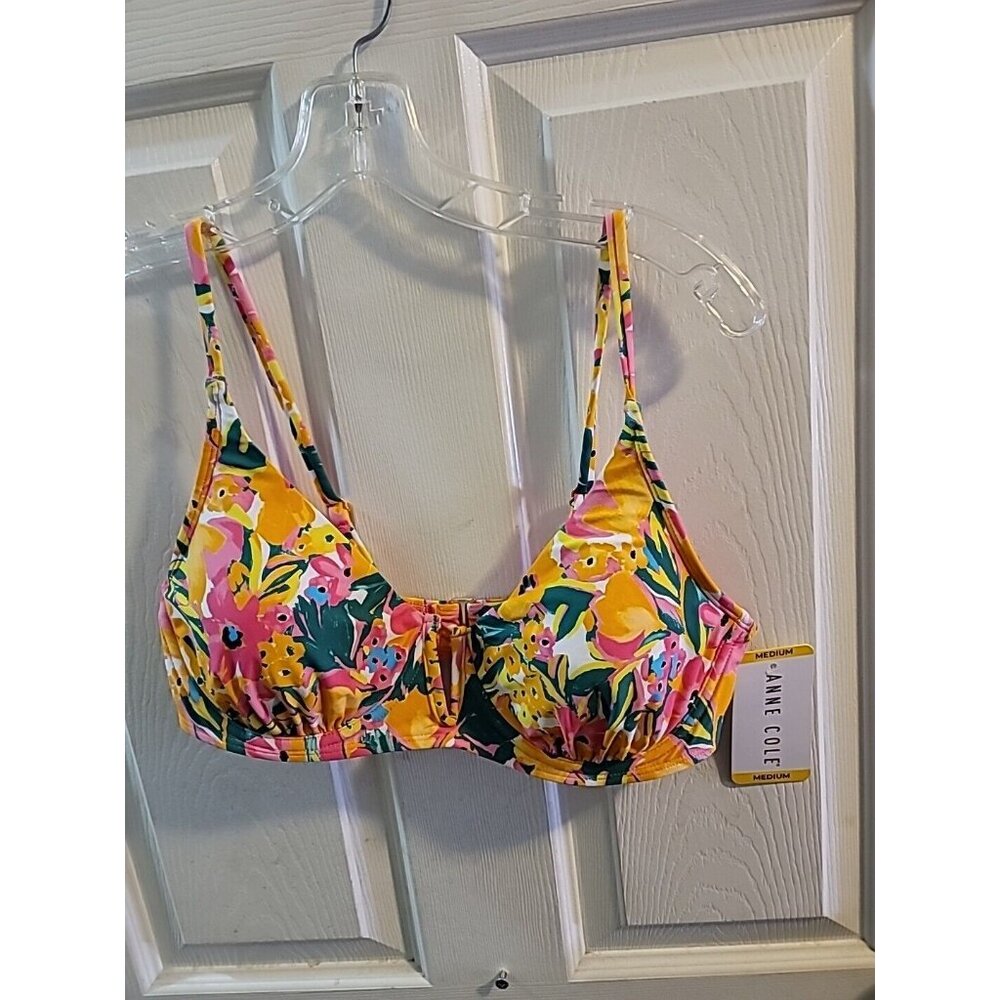 Anne Cole Bikini Top Floral Medium. Upf 50. NWT - Picture 2 of 12